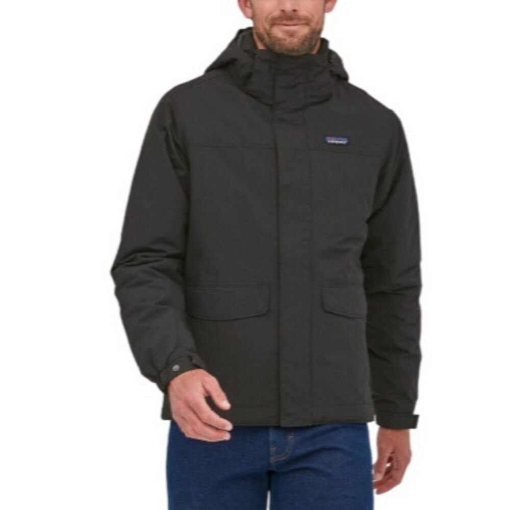 Patagonia Men's Size Large Hooded Quilted Black Winter Isthmus Jacket Full Zip - Picture 1 of 16